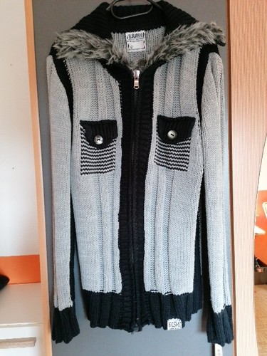 Strickjacke schwarz grau - strickjacke, grau,