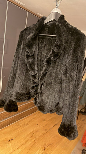 Schwarze kaninchenfelljacke - schwarze,