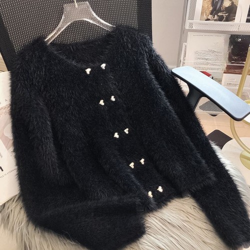 Damen kunstpelz strickpulli - kunstpelz,