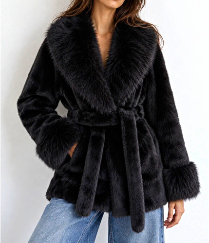 Damen kunstpelzjacke schwarz - damen,