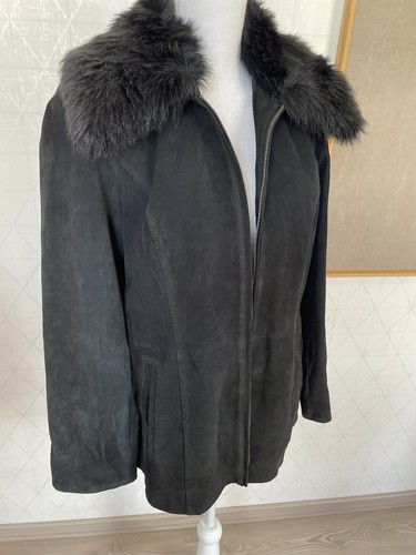 Lederjacke schwarz nubuk - schwarz,