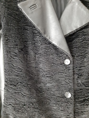 Schwarze leder pelzoptik jacke - schwarze, leder/pelzoptik