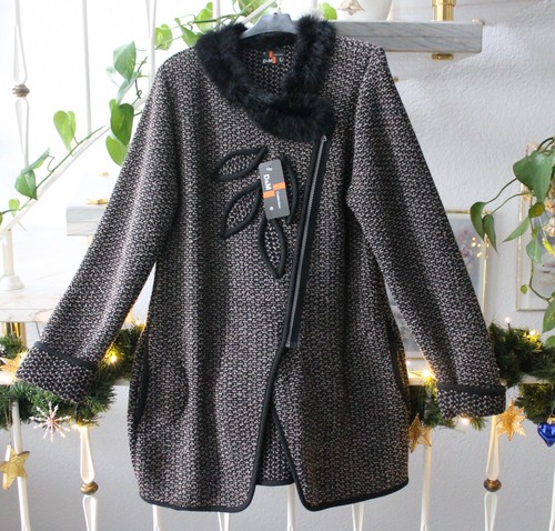 Jacke strick schwarz meliert - schwarz,