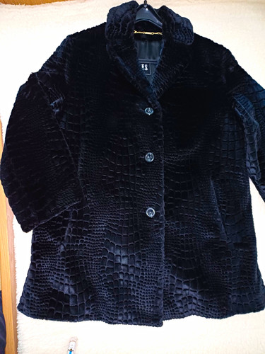 Damen webpelz jacke schwarz - es,